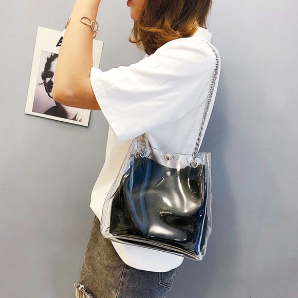 Small Bucket Purse Plastic Transparent Totes - Picture 3 of 3